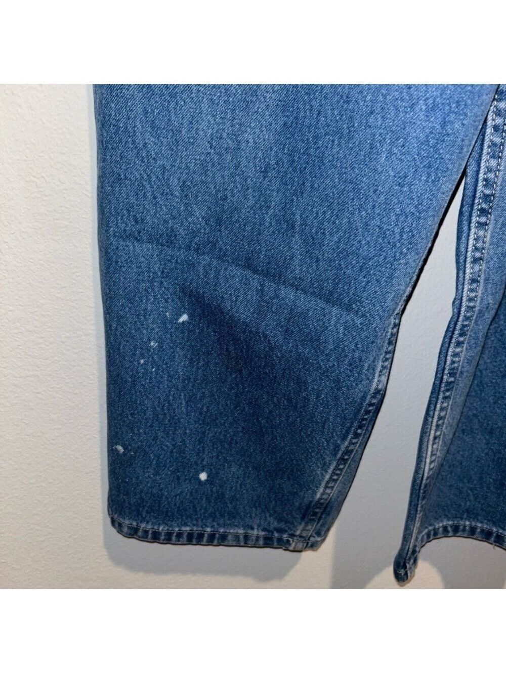 Vintage Old Navy Carpenter Jeans 36x30 Blue Grunge Style Preowned Paint Splatter - Picture 9 of 10